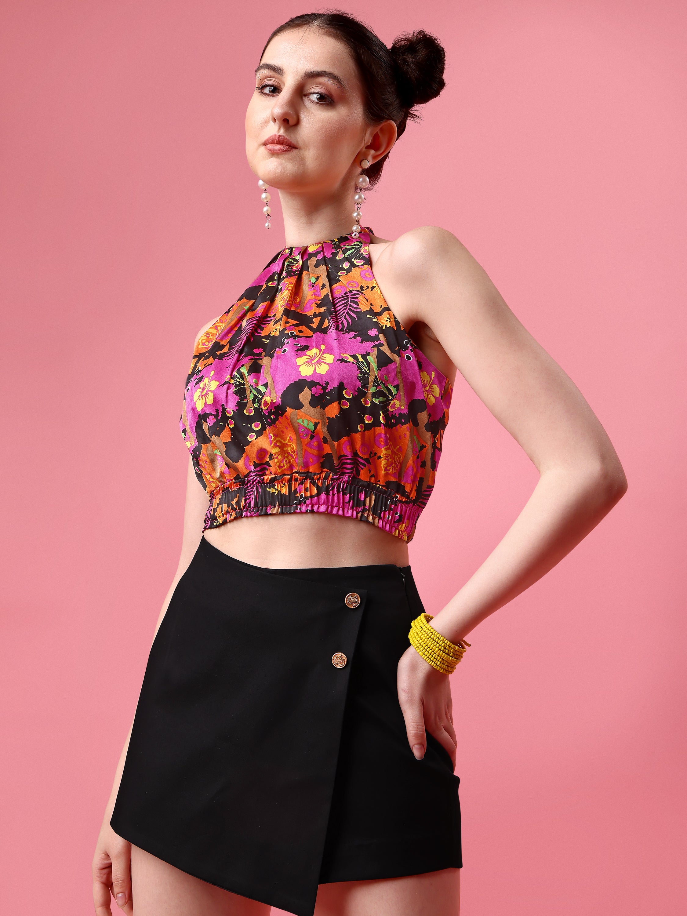 Cotton Black Skort