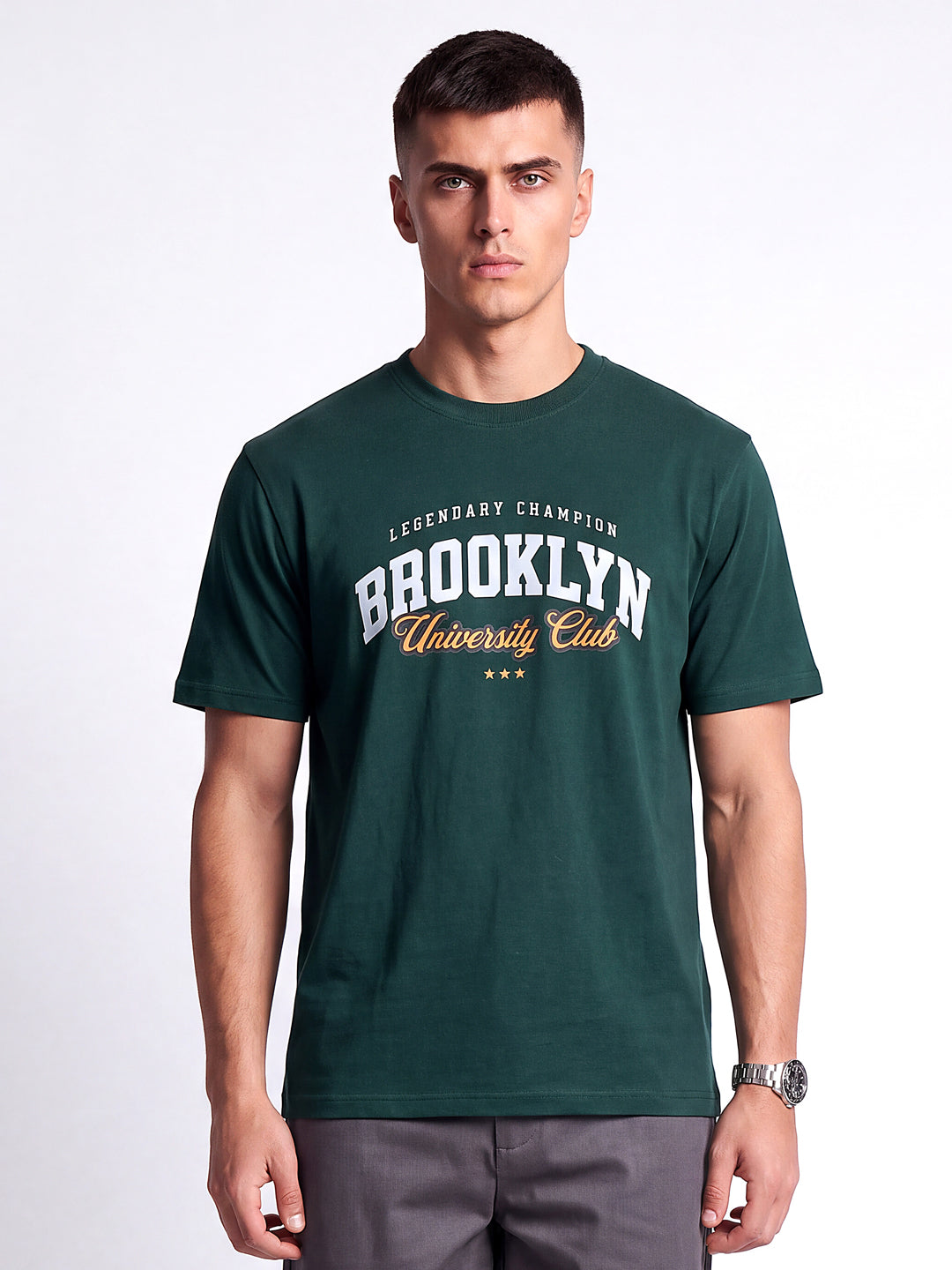 Green Brooklyn Printed Regular Fit T-Shirt