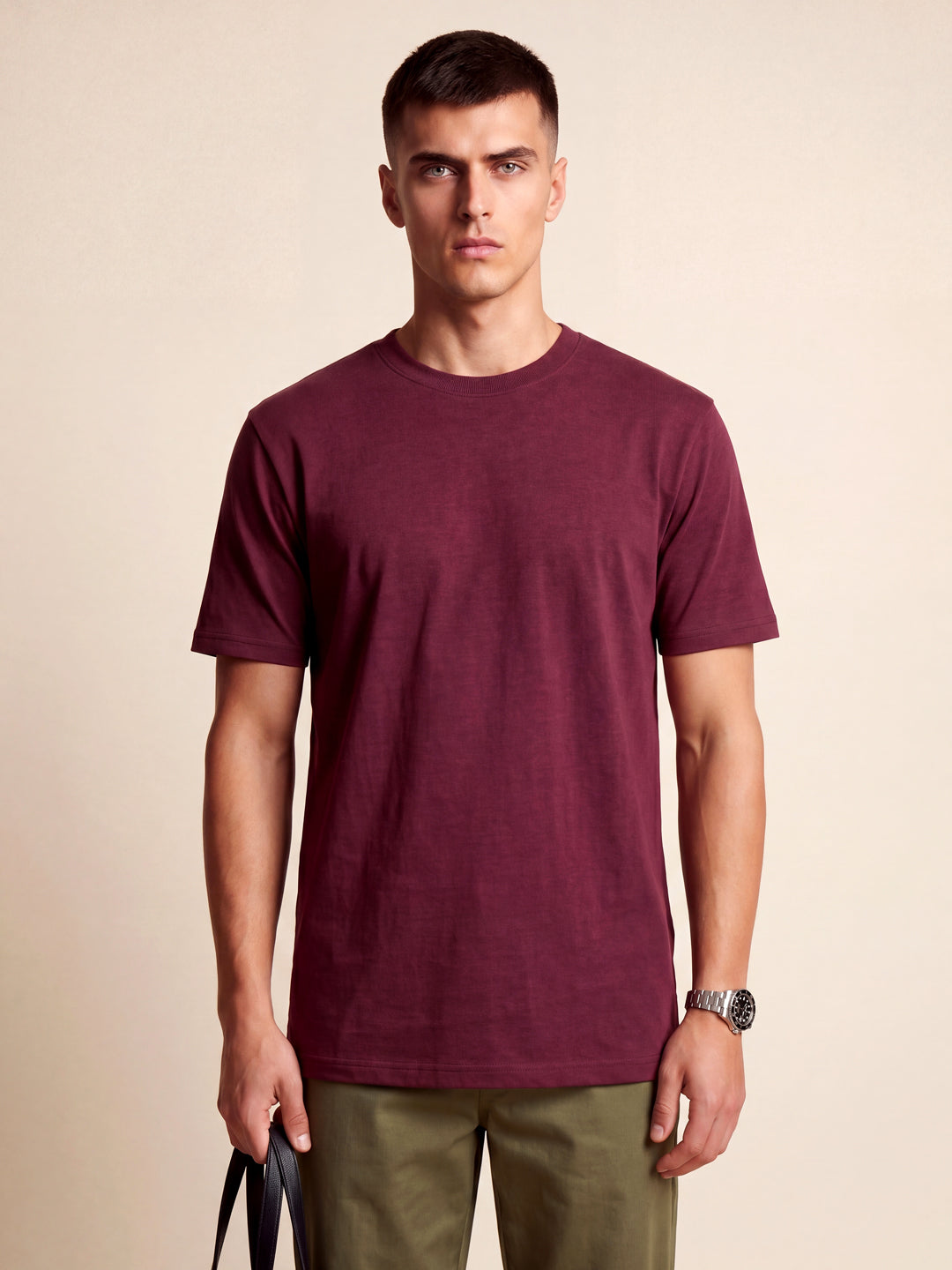 Wine Regular Fit Basic T-Shirt