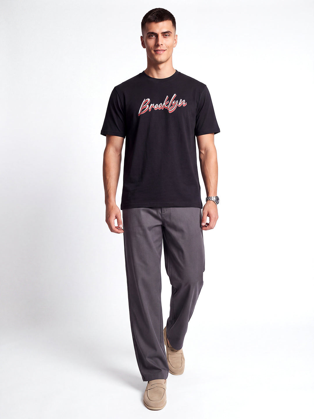 Black Brooklyn Graphic Printed T-Shirt