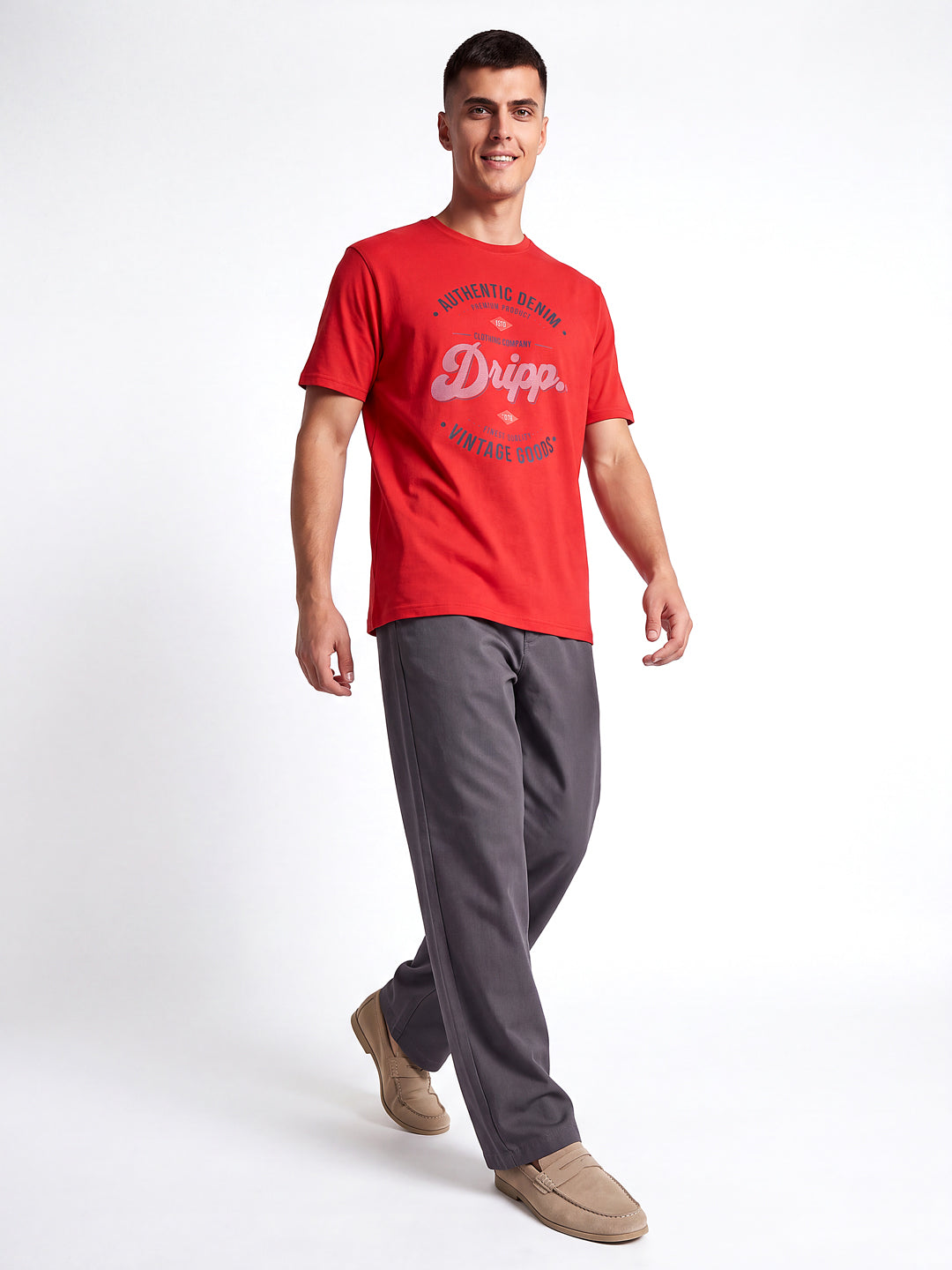 Red Dripp Printed Regular Fit T-Shirt