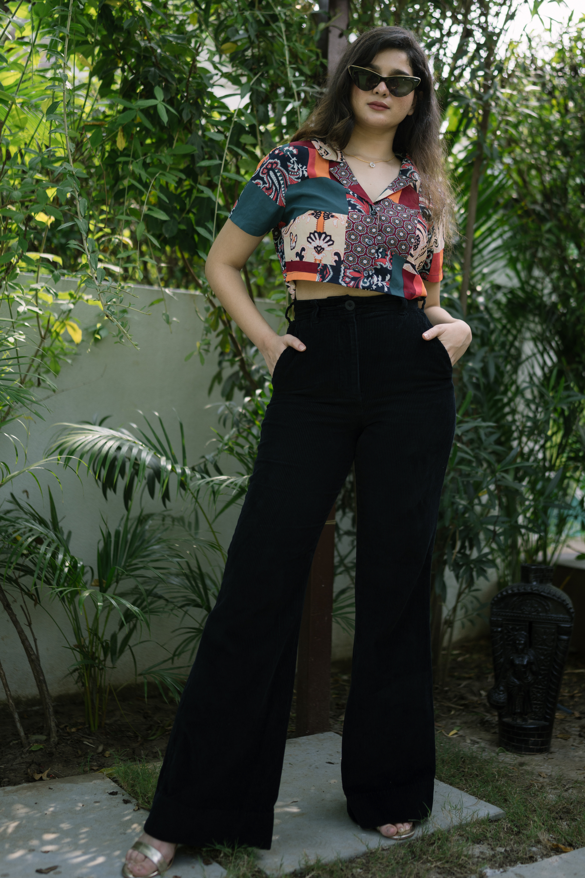 Printed crop shirt top only