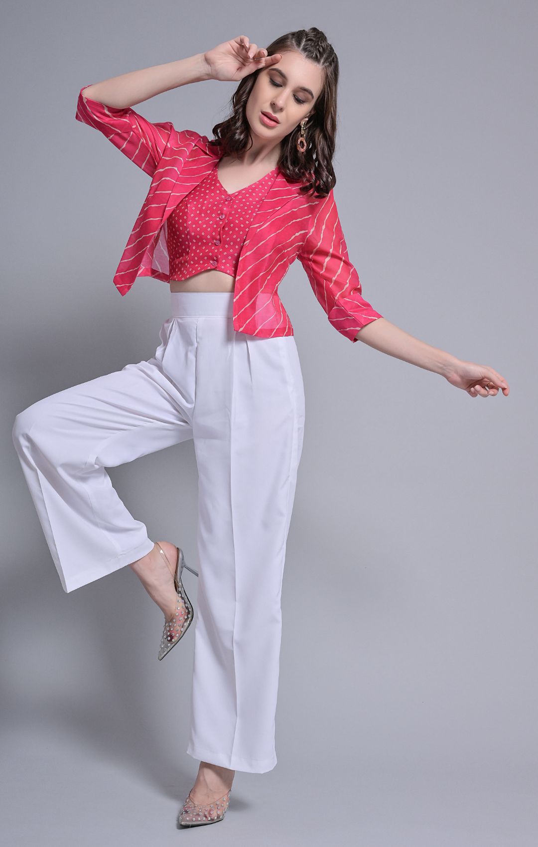 Pink waistcoat with blazer trouser
