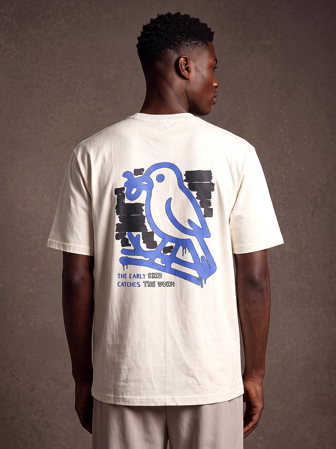 Off white Cotton Printed Tshirt