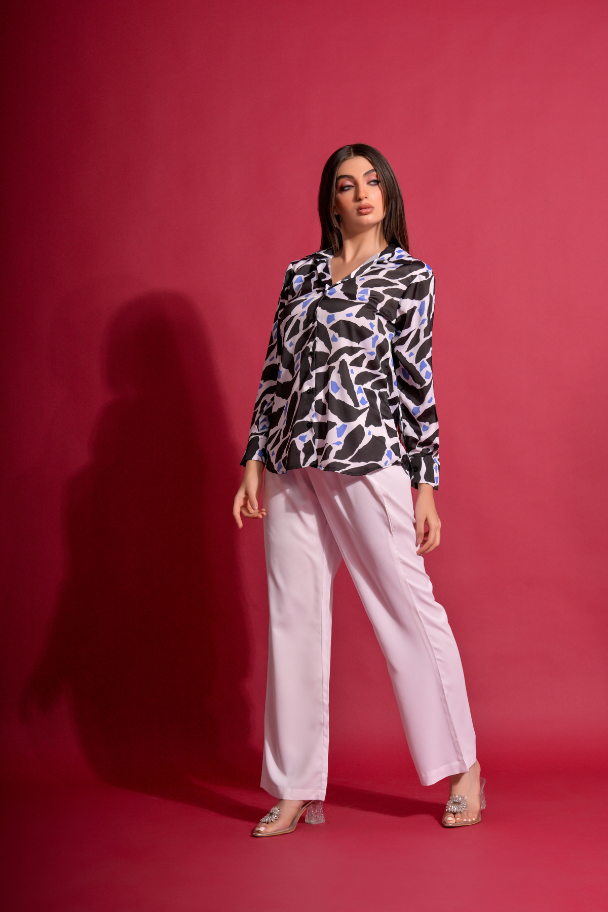 Abstract relax fit shirt with trouser combo