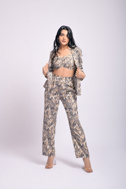 Gray printed 3 piece cord