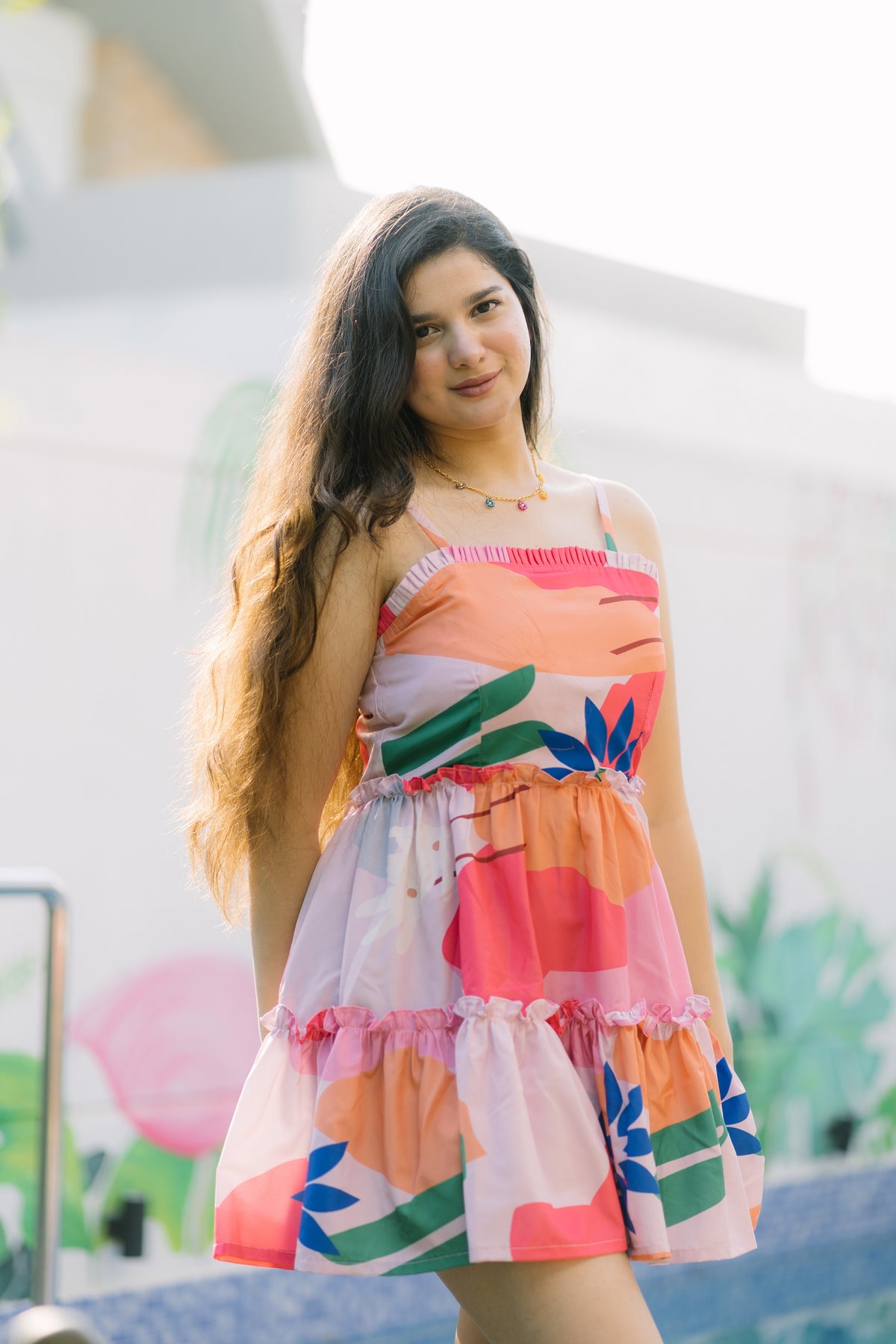 Pink tropical dress