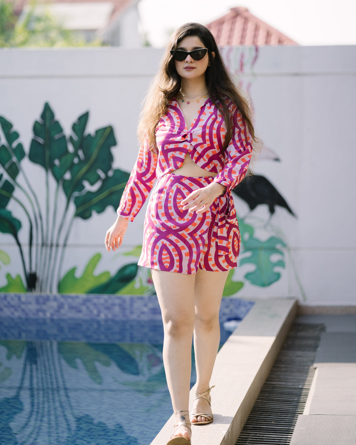Magenta printed co ord set