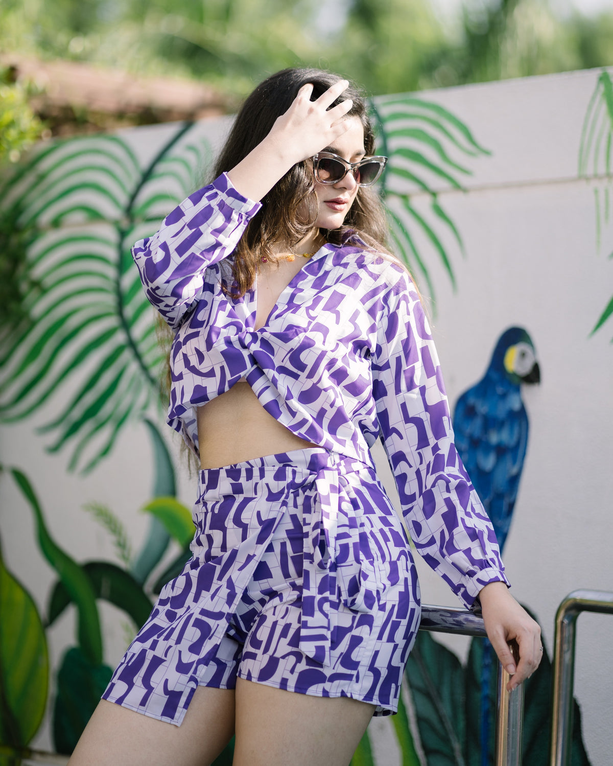 Purple printed co ord set