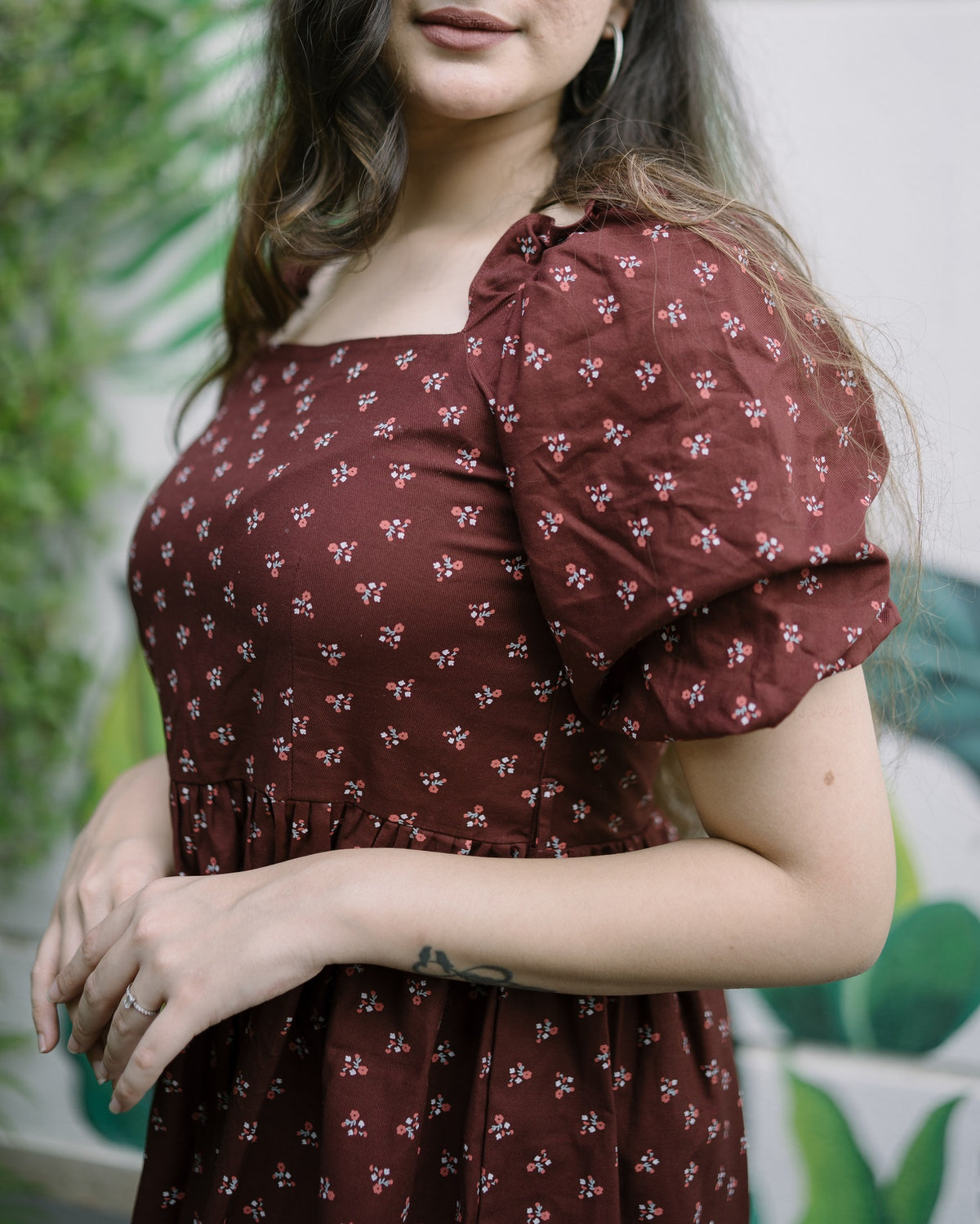 Brown floral dress
