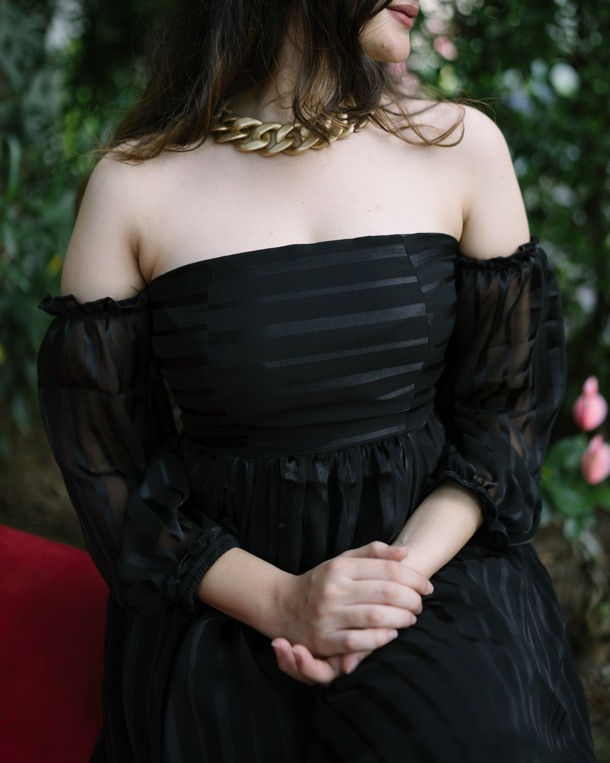 striped-off-shoulder-dress