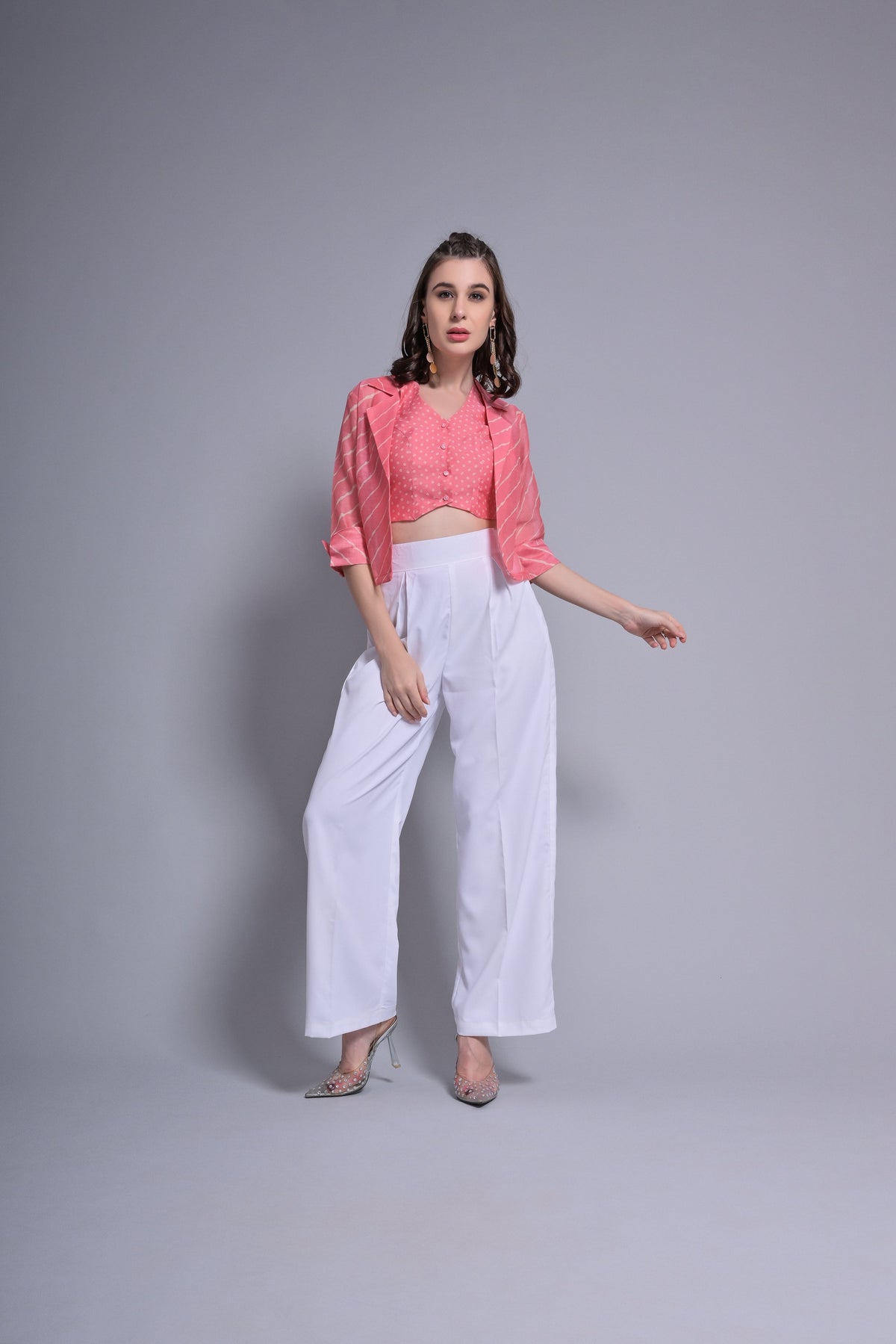 Peach waistcoat with blazer trouser