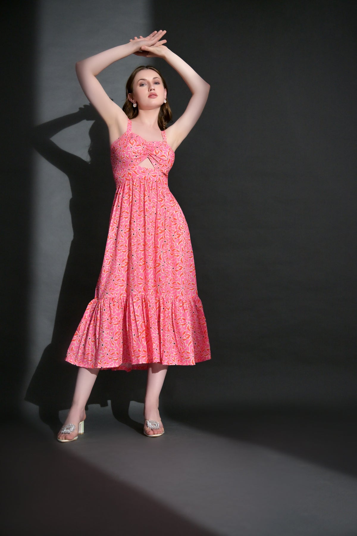 Pink floral maxi dress