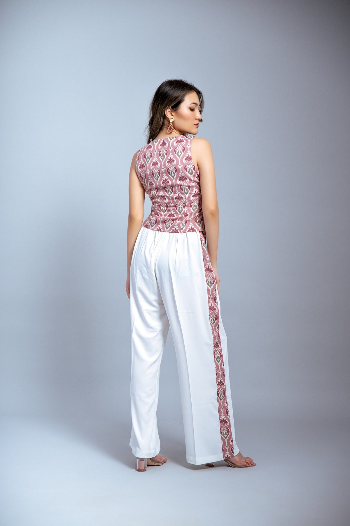 Pink ikat cords set