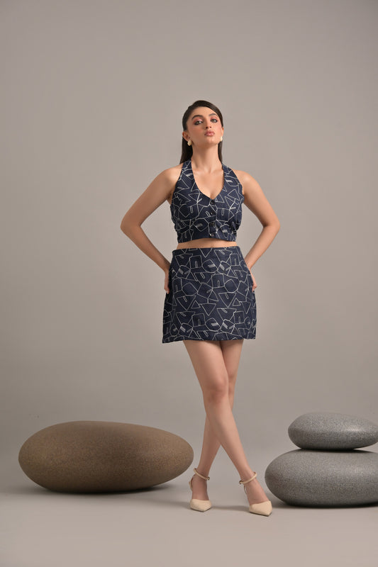 Navy blue ambroidery linen cords