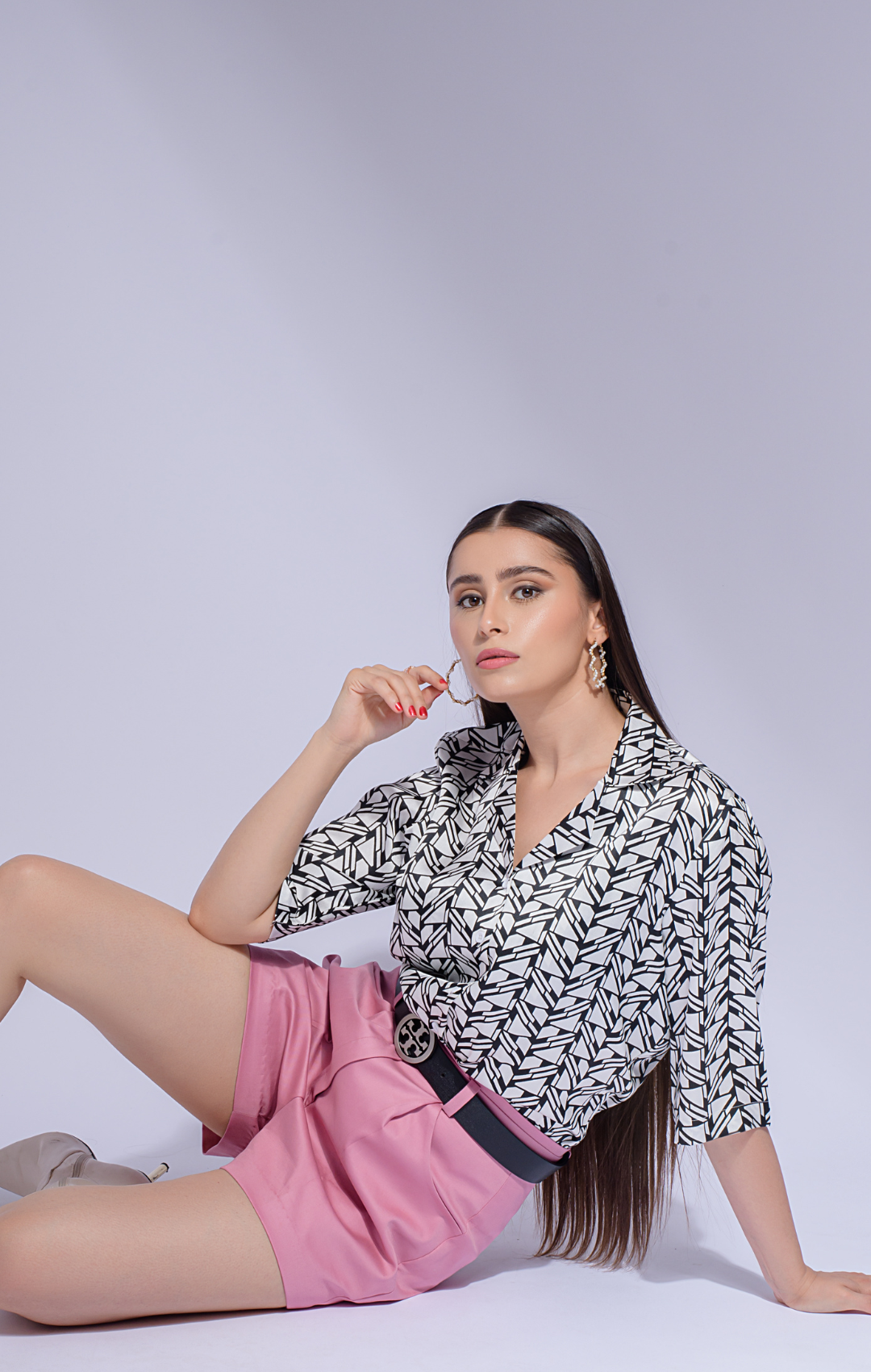 Luxe prism geometric satin shirt