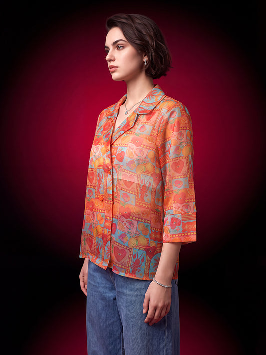 Tango Orange Organza Shirt