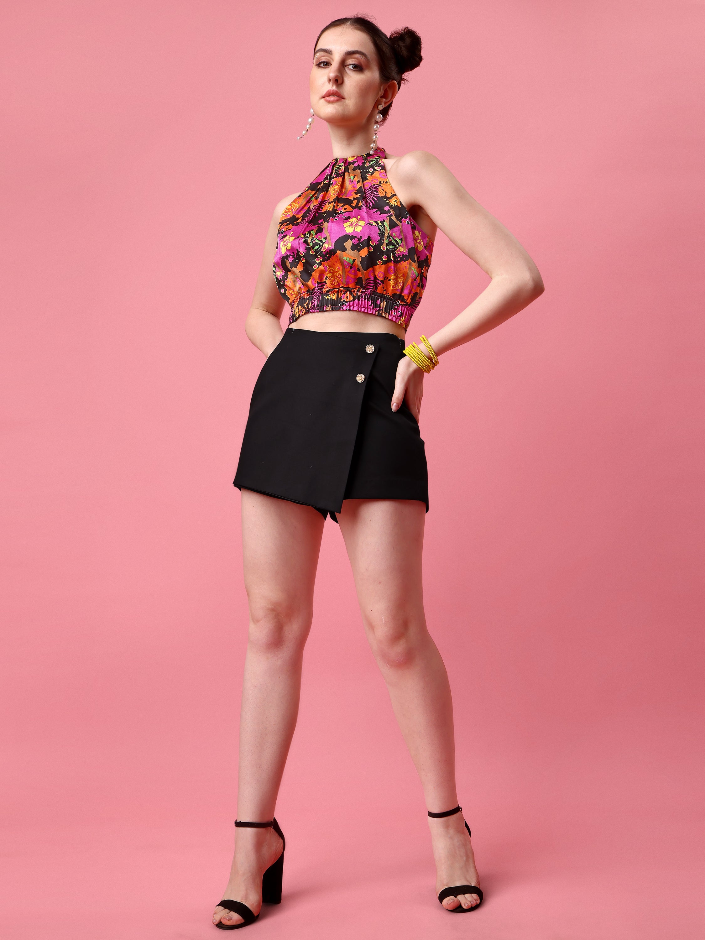 Cotton Black Skort