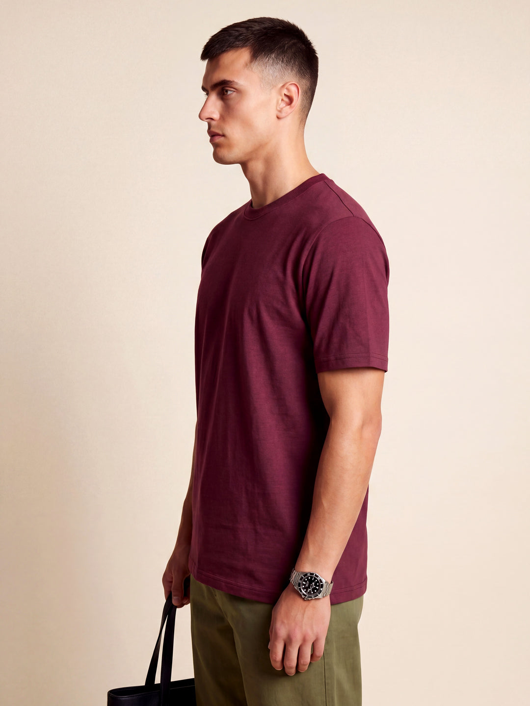 Wine Regular Fit Basic T-Shirt
