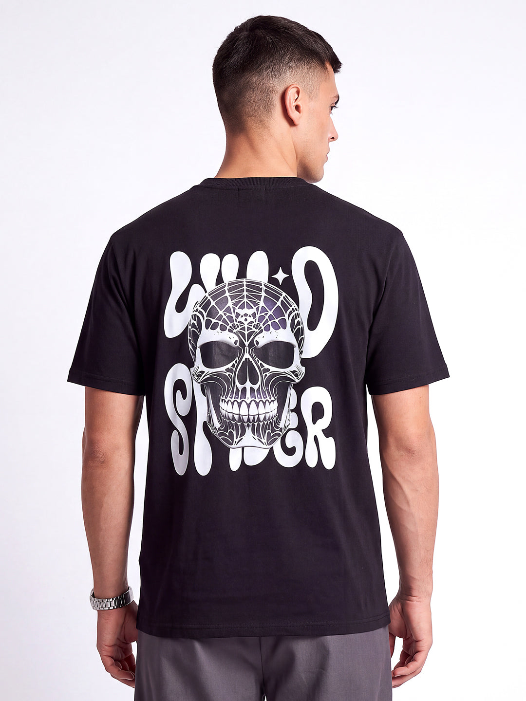 Black Wild Spider Graphic Printed T-Shirt