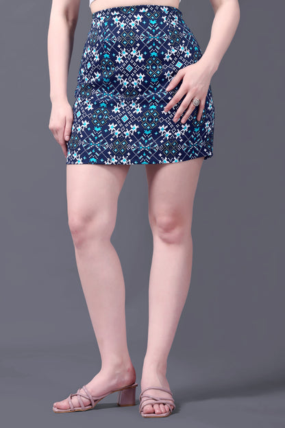 Blue printed skirt