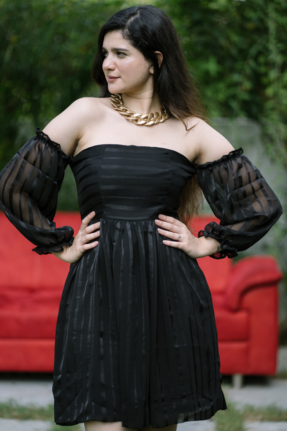 Striped off shoulder dress