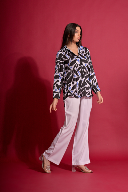 Abstract relax fit shirt with trouser combo