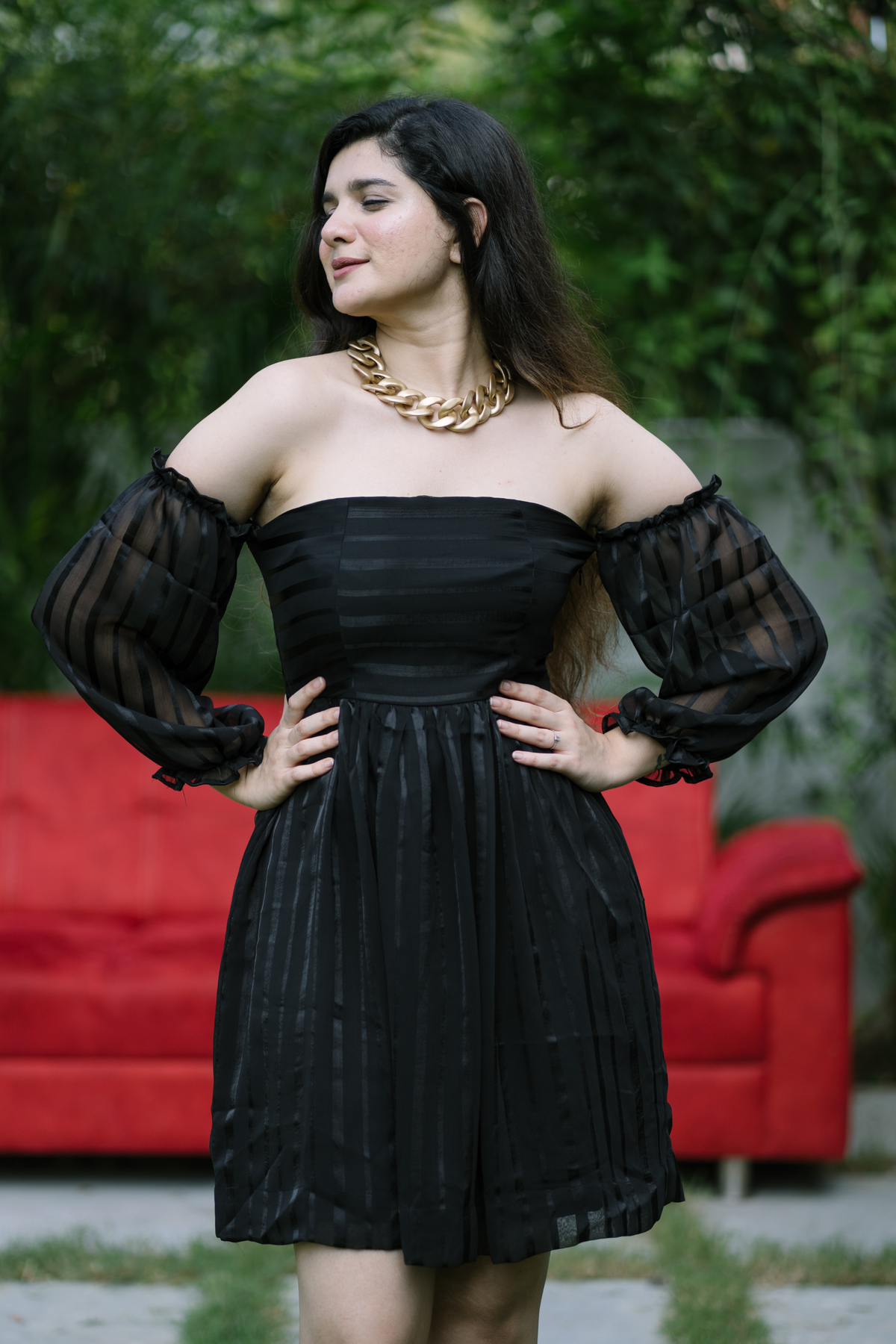 striped-off-shoulder-dress