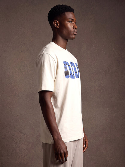 Off white Cotton Printed Tshirt