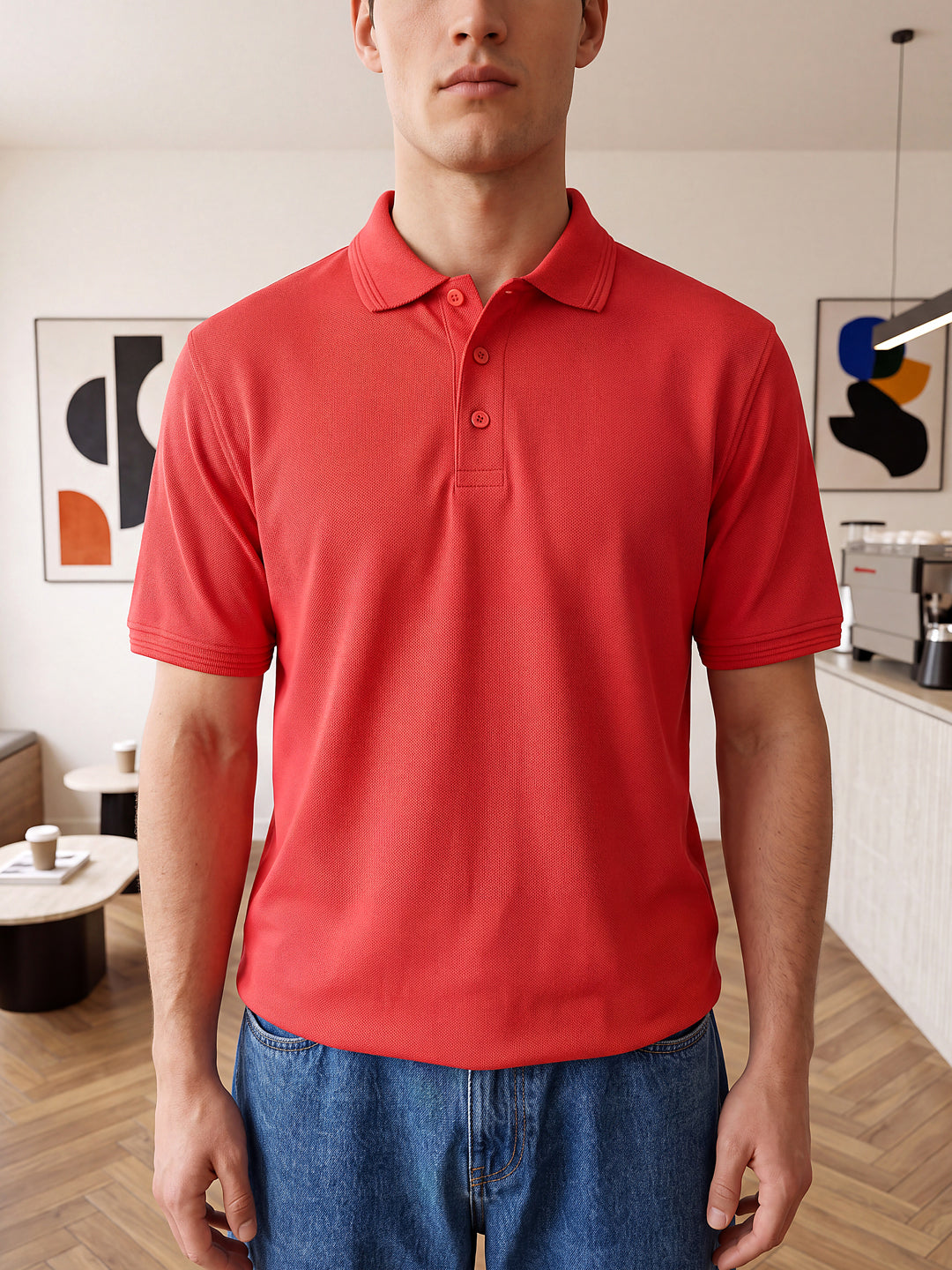 Red Basics Polo