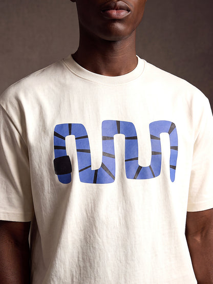 Off white Cotton Printed Tshirt
