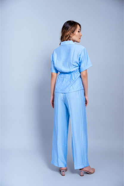 Sky blue twisted note co ord set