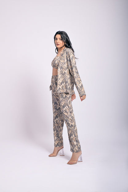 Gray printed 3 piece cord