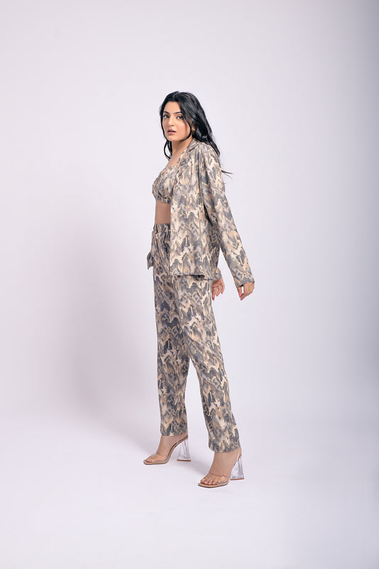 Gray printed 3 piece cord