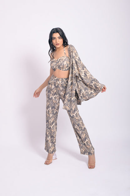 Gray printed 3 piece cord