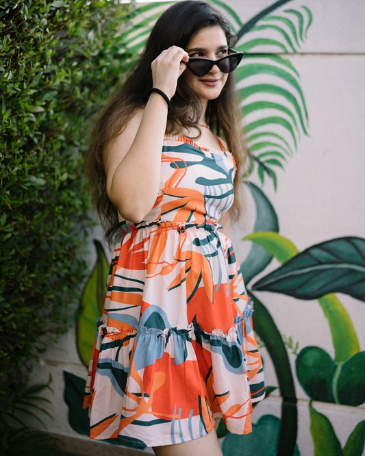 Orange tropical dress