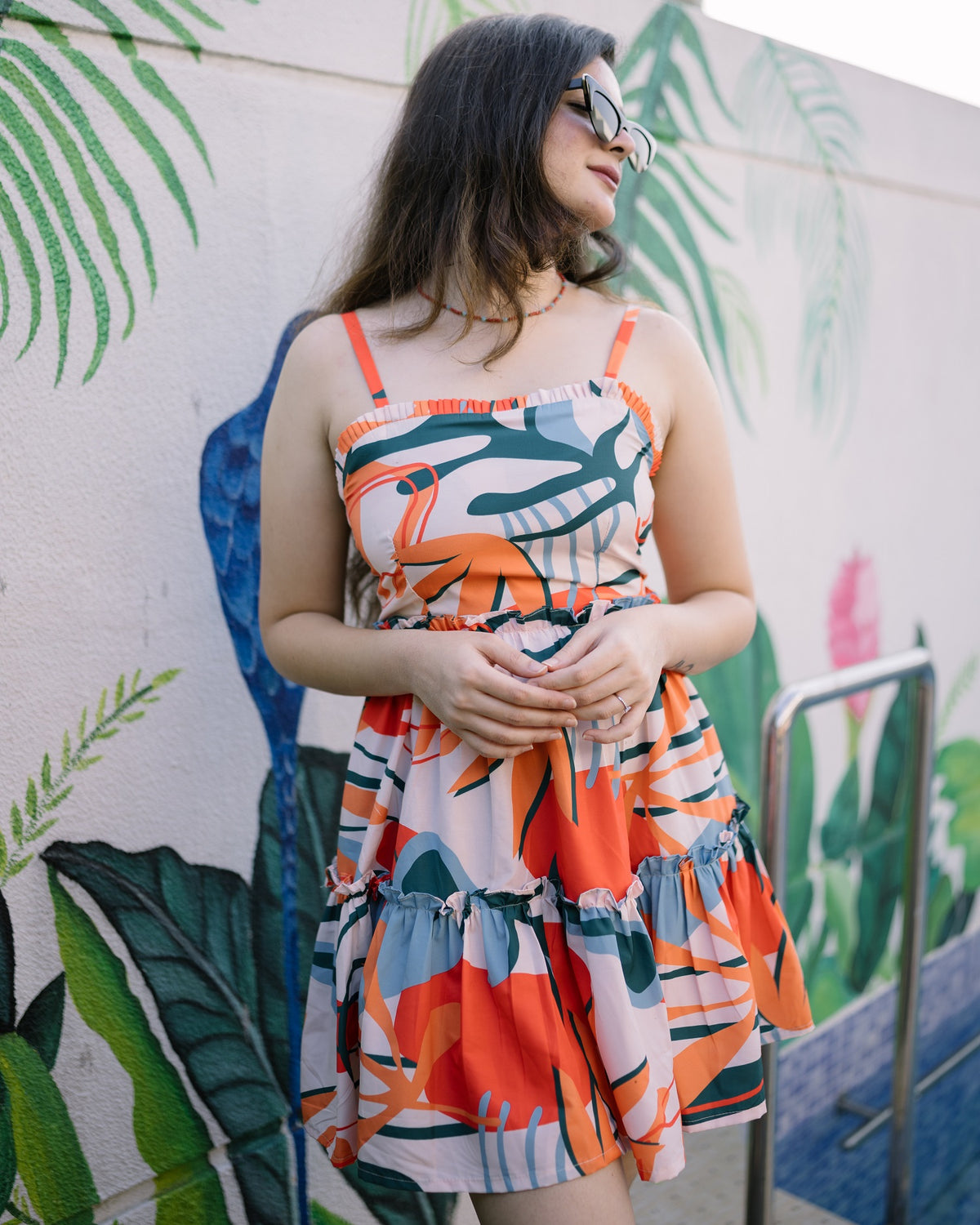 Orange tropical dress