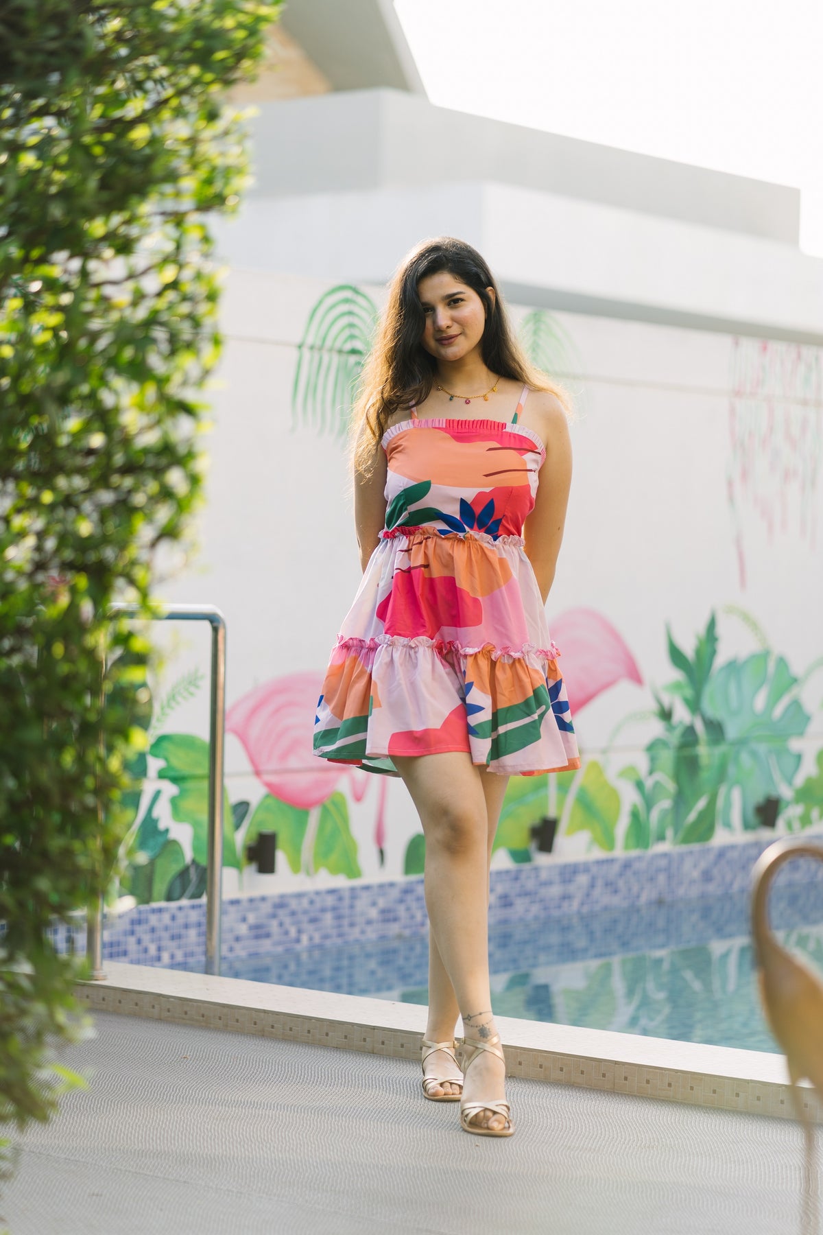 Pink tropical dress