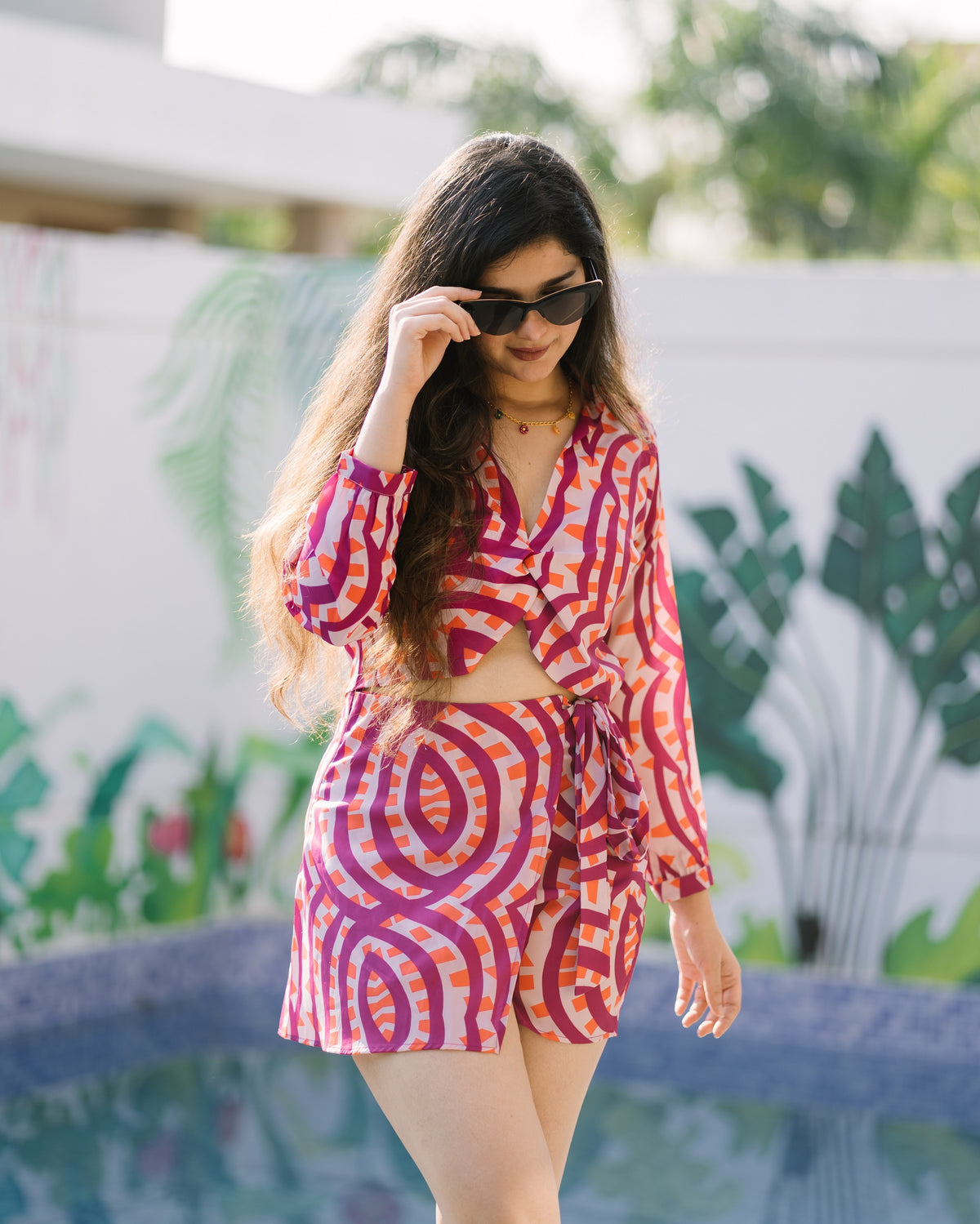 Magenta printed co ord set