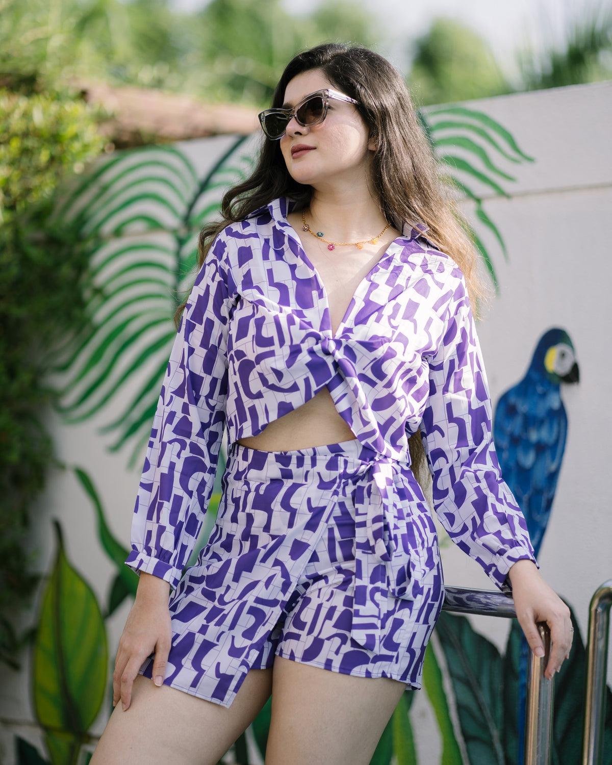 Purple printed co ord set