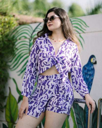 Purple printed co ord set