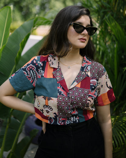 Printed crop shirt top only