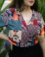 Printed crop shirt top only