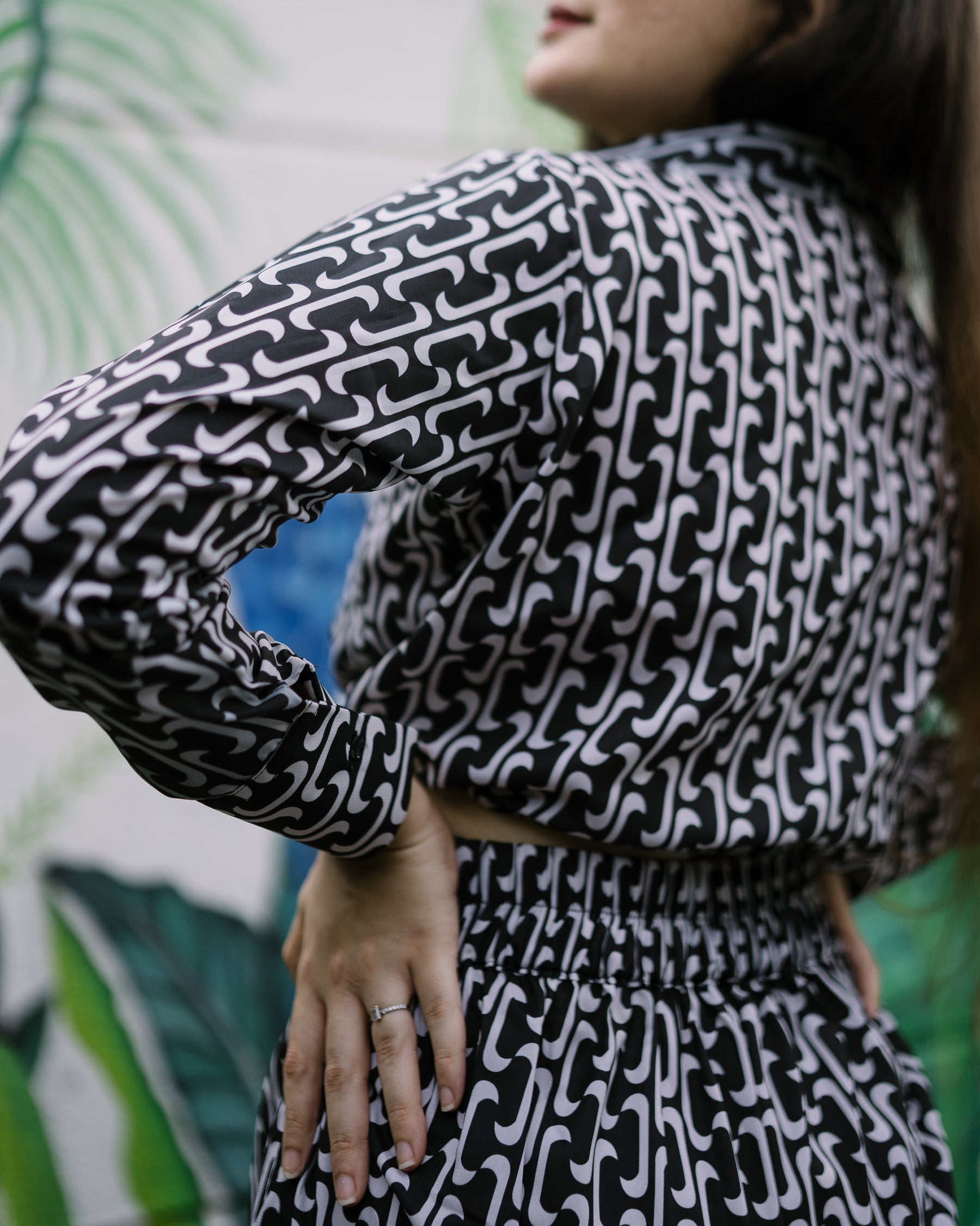 Black printed co ord set