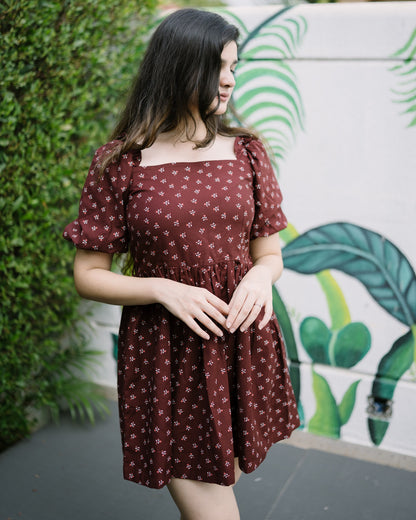 Brown floral dress