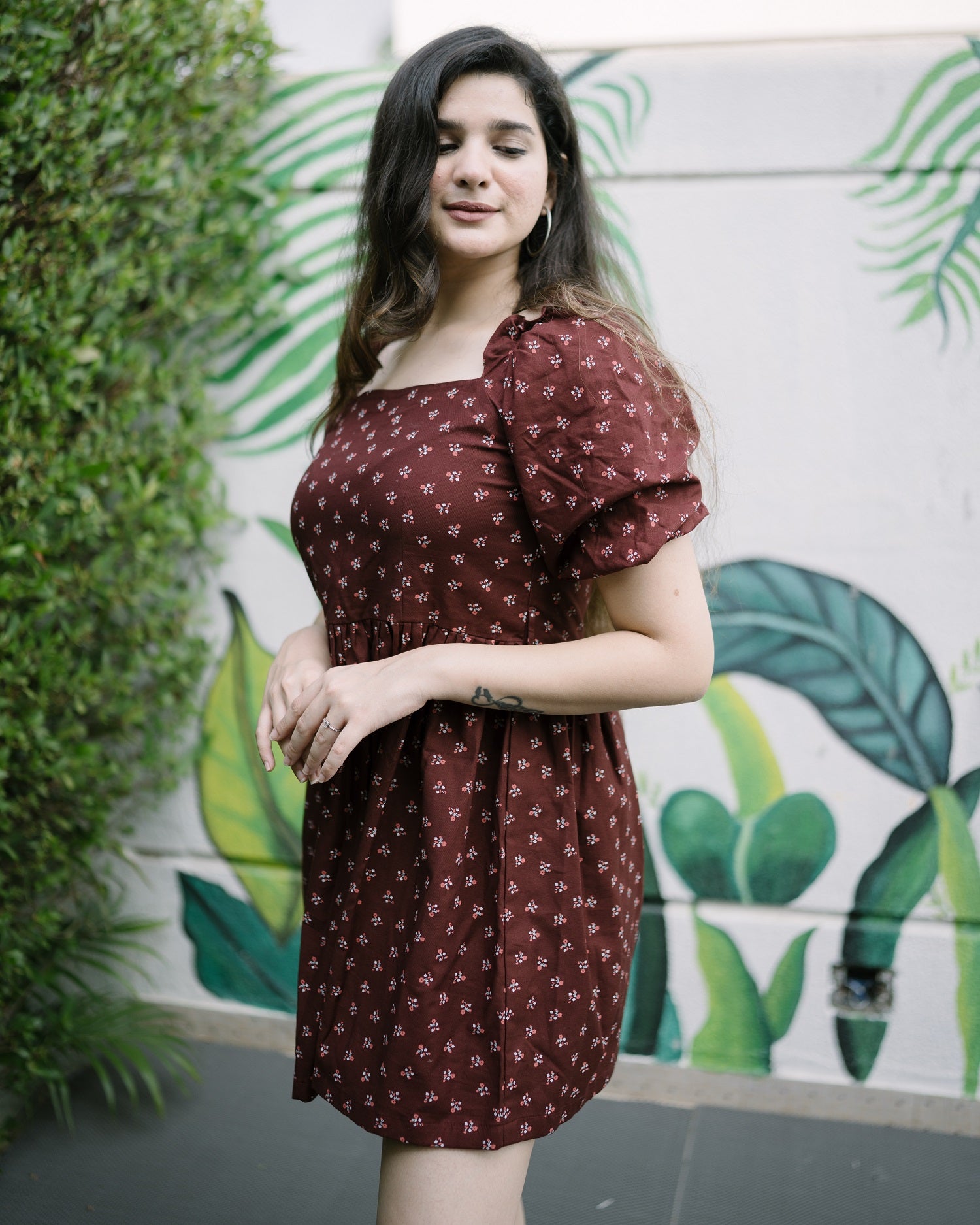 Brown Floral Dress