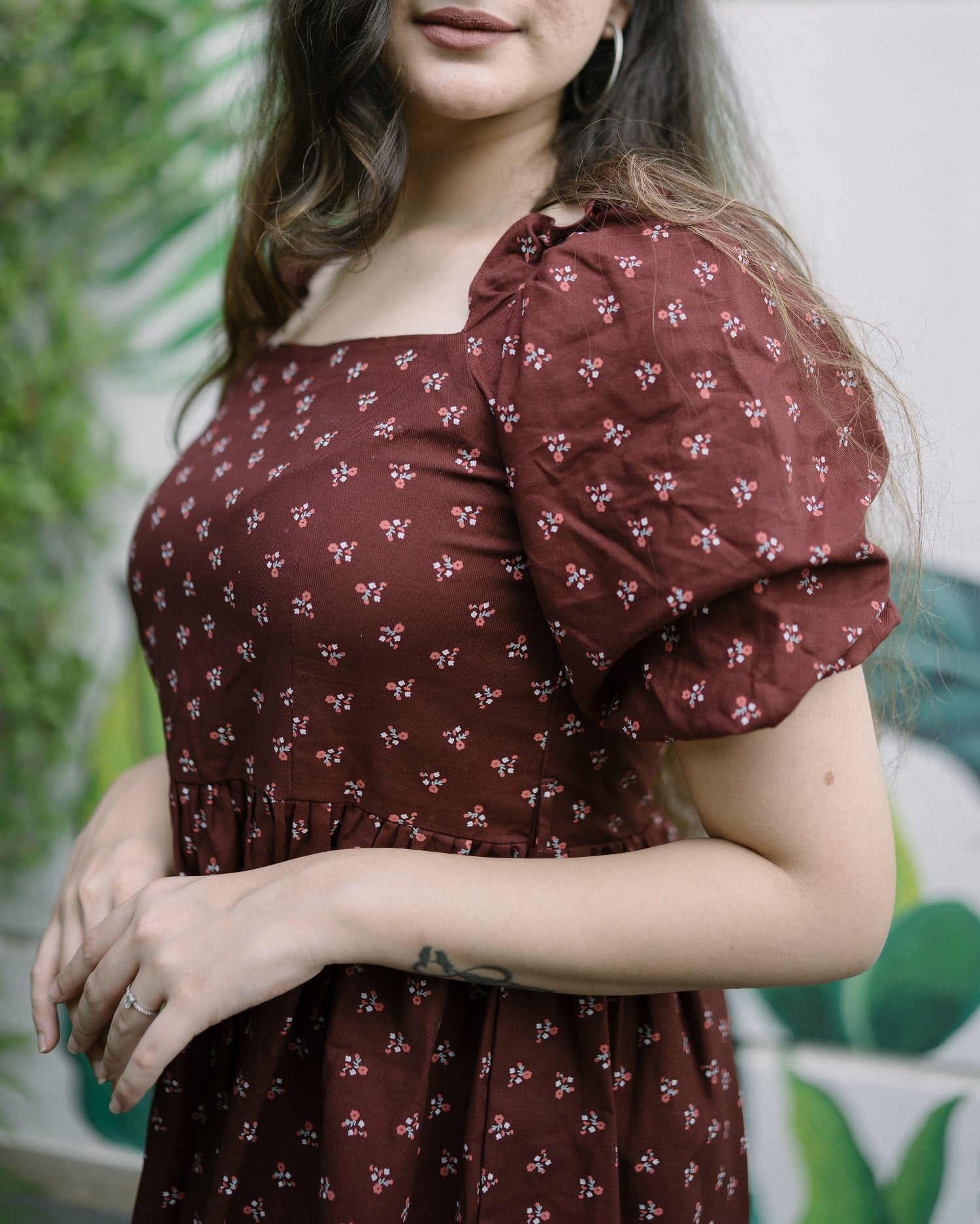 Brown Floral Dress