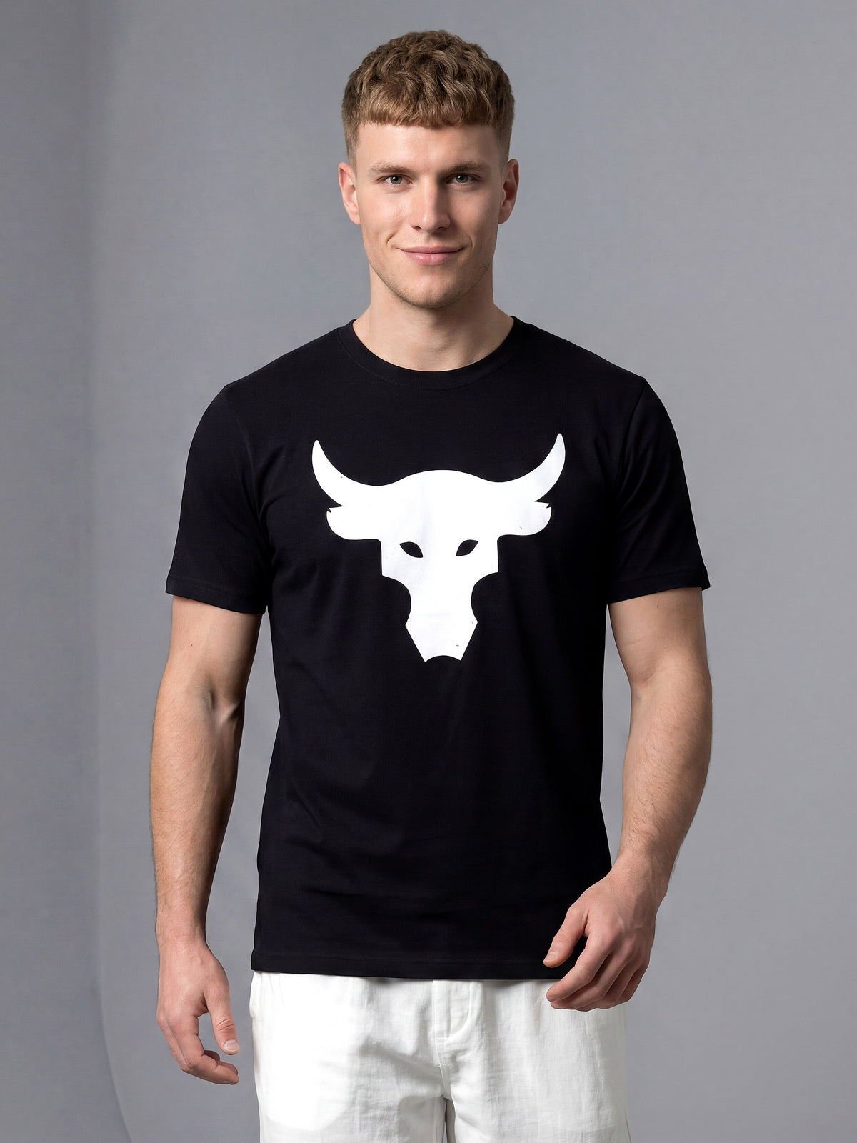 Bull Graphic Printed Regular Fit T-Shirt