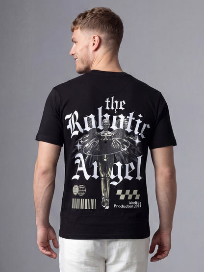Black Cotton Relaxed Angel Tshirt