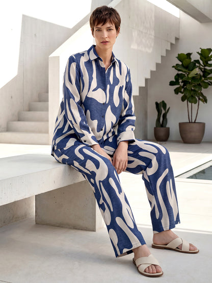 Blue abstract flow co ord